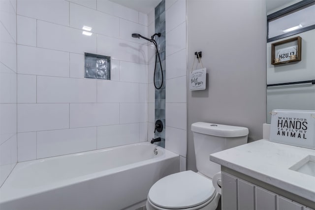 full bathroom with vanity, toilet, and shower / bathtub combination with curtain