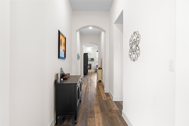 hall featuring dark hardwood / wood-style floors