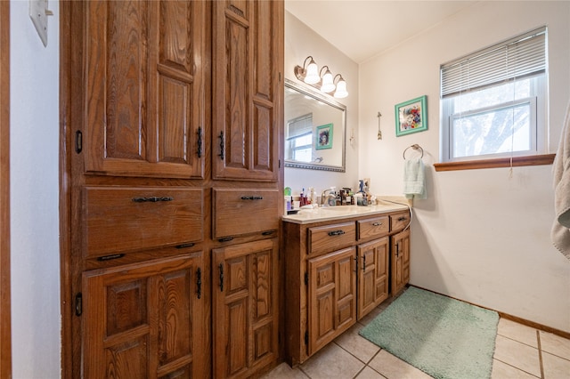 bathroom featuring vanity and tile patterned flooring