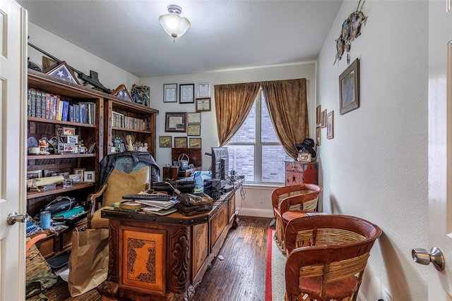 office space featuring dark hardwood / wood-style flooring