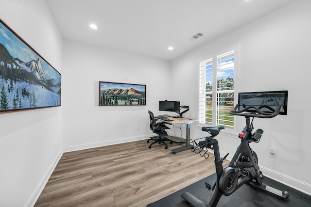 office space featuring hardwood / wood-style flooring