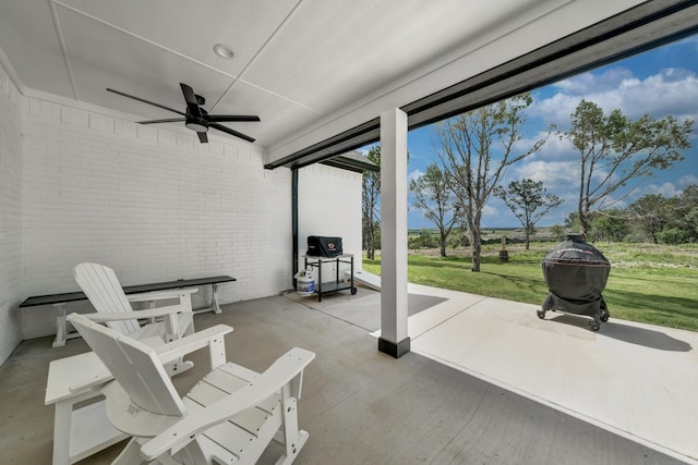 view of patio with ceiling fan