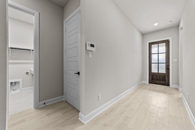 interior space with light hardwood / wood-style flooring