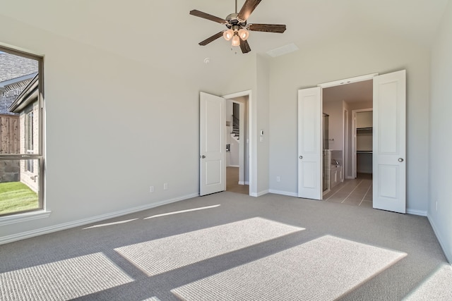 bedroom with ceiling fan and light colored carpet