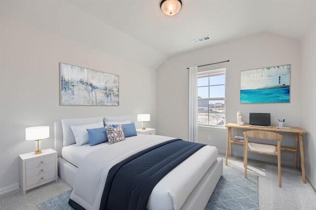 bedroom featuring vaulted ceiling