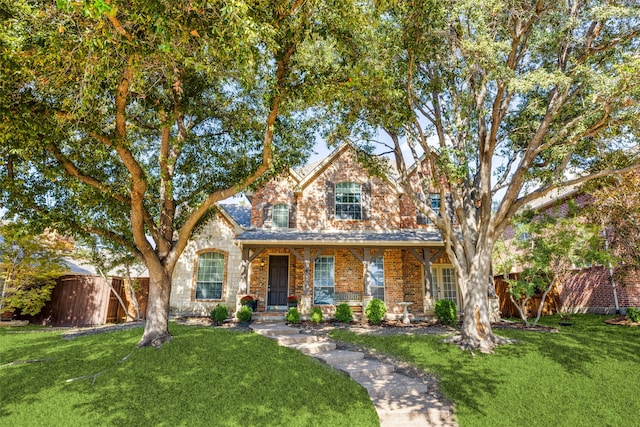 view of front of property with a front lawn