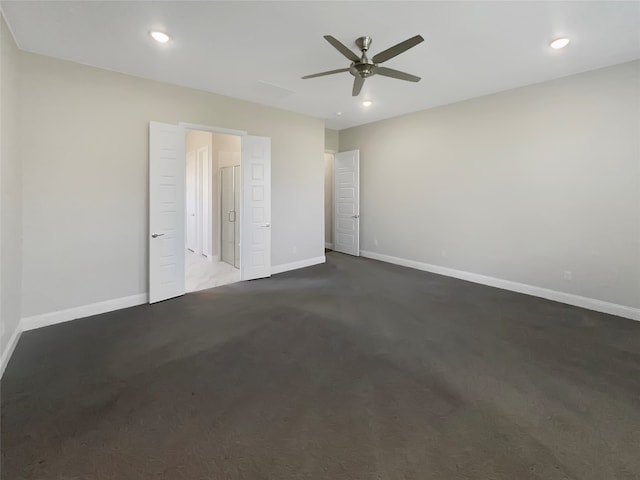 unfurnished bedroom featuring ceiling fan