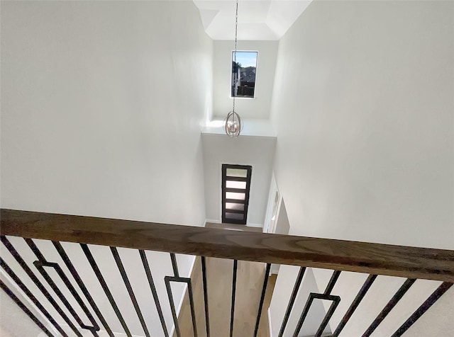 stairs with a high ceiling