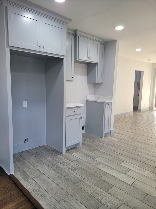 kitchen with light hardwood / wood-style flooring