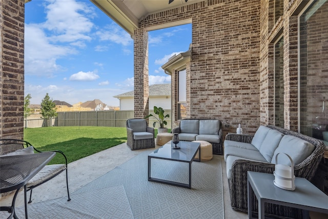 view of patio with an outdoor hangout area