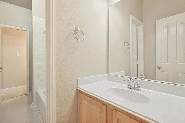 bathroom featuring vanity and shower / washtub combination