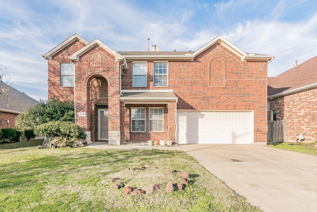 front of property with a garage and a front yard