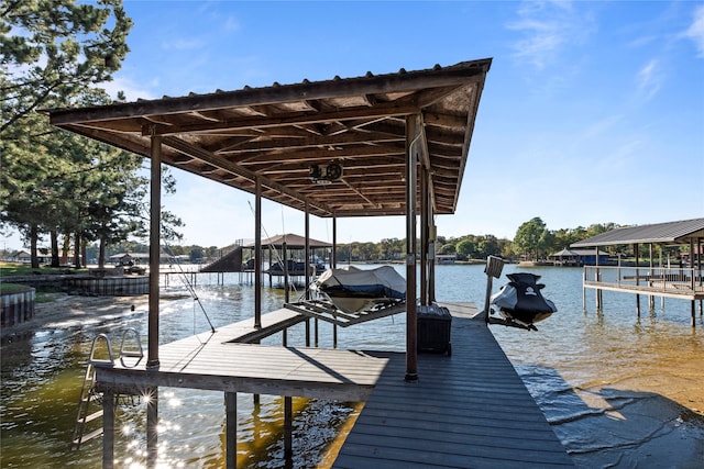 view of dock featuring a water view