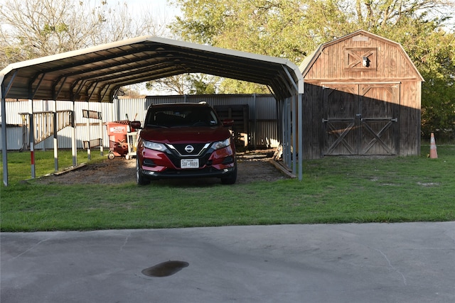 view of car parking featuring a yard