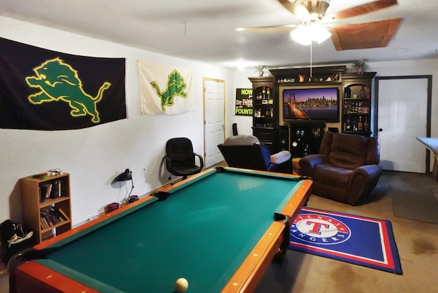 101 Scenic Dr, Dublin, TX 76446 - rec room with pool table and ceiling fan