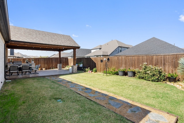 view of yard with a gazebo and a patio