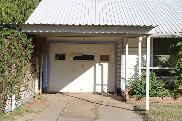 view of garage