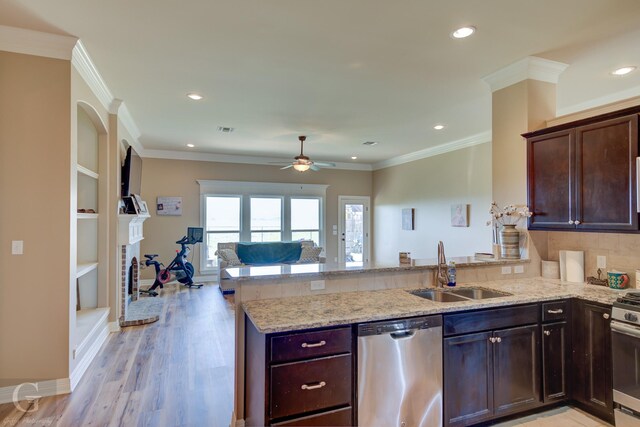 bathroom with vanity, walk in shower, ceiling fan, and tile patterned flooring