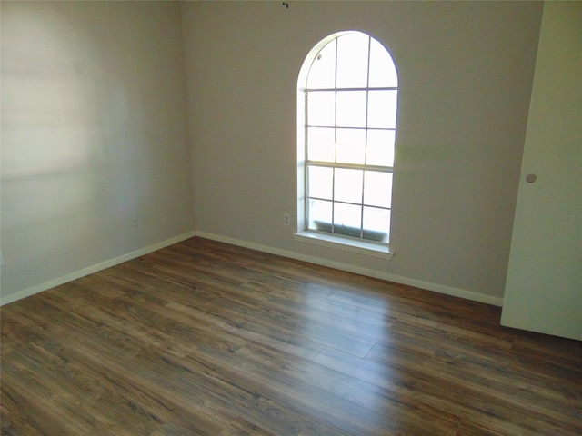 empty room featuring dark hardwood / wood-style flooring and a wealth of natural light