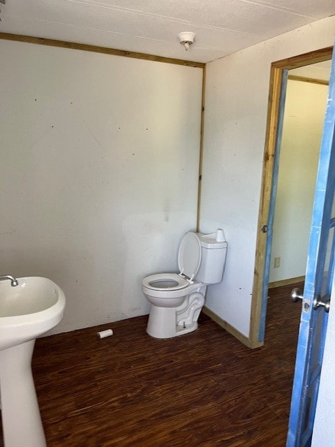 bathroom featuring hardwood / wood-style floors and toilet