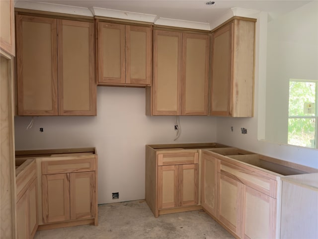 kitchen with light brown cabinets