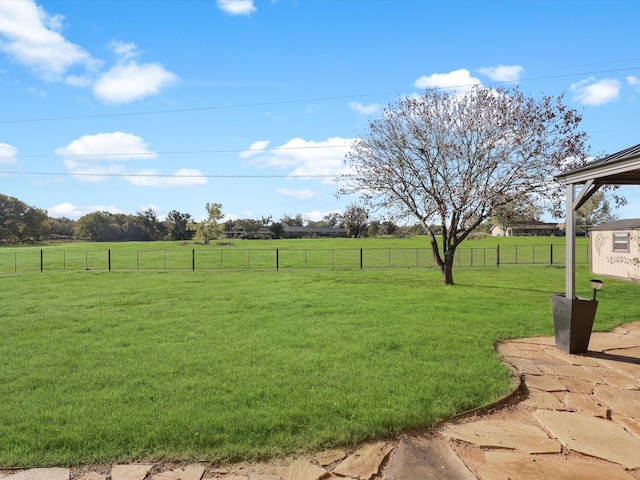 view of yard with a rural view