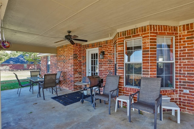 view of patio / terrace featuring grilling area and ceiling fan