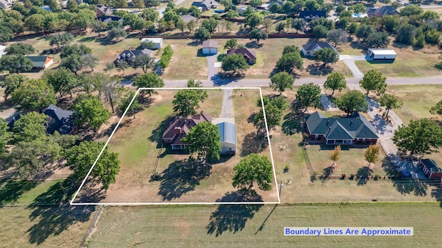 bird's eye view with a rural view