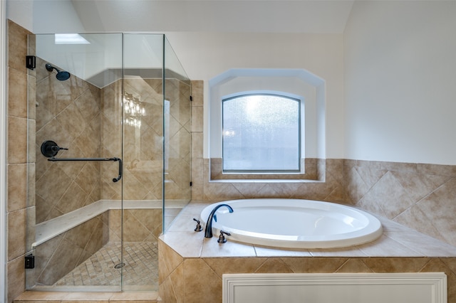 bathroom with independent shower and bath