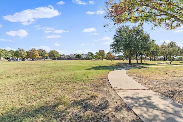 view of home's community with a yard