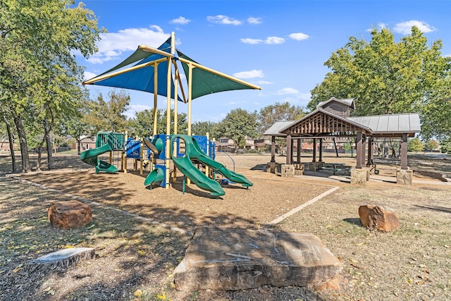 view of jungle gym with a gazebo