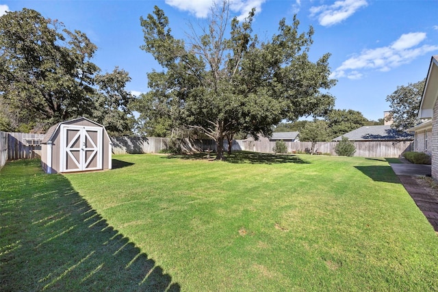 view of yard with a shed