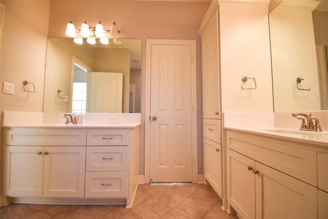 bathroom featuring vanity and tile patterned flooring