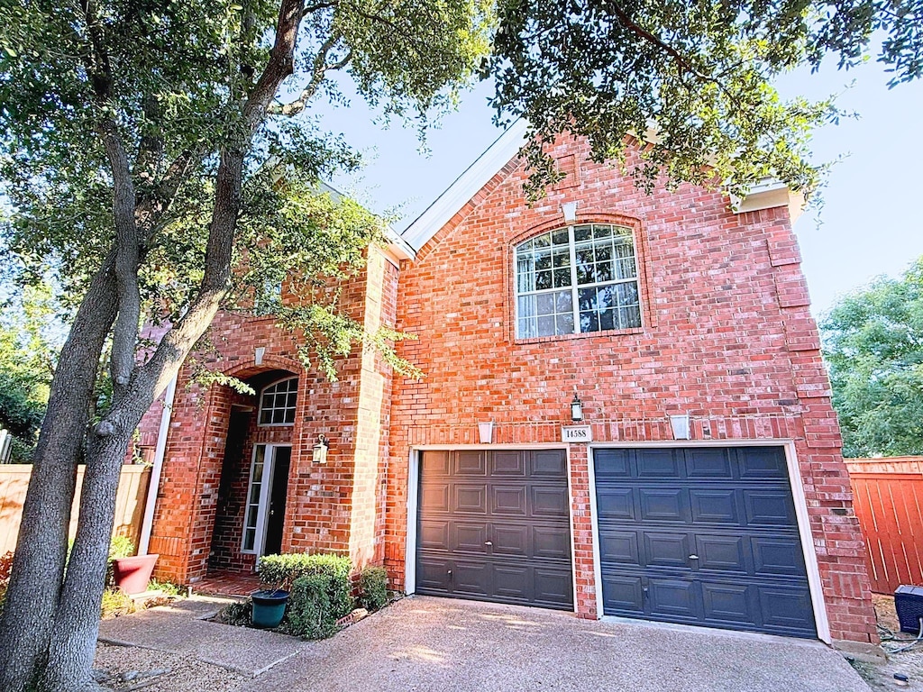 tudor home with a garage