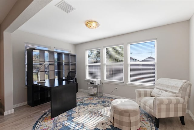 office space with hardwood / wood-style flooring and plenty of natural light