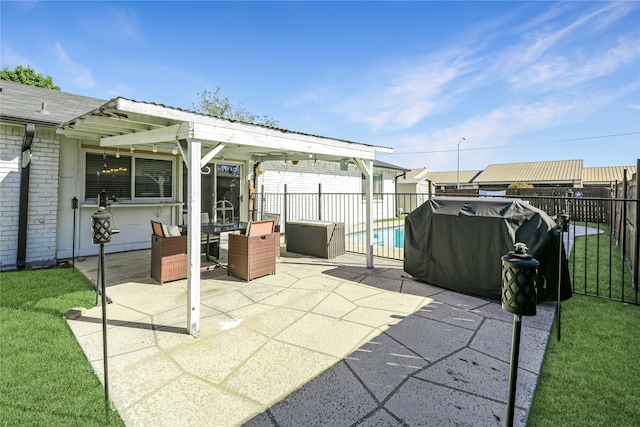 view of patio / terrace featuring a pergola