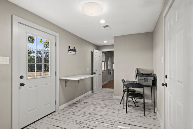 office space featuring light hardwood / wood-style flooring