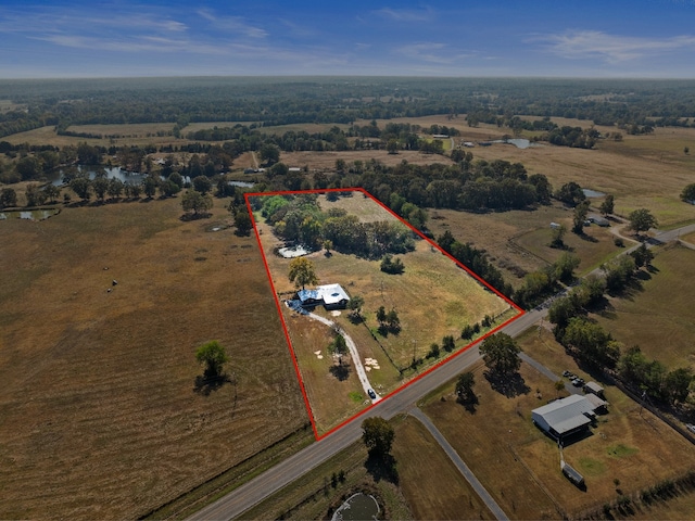 aerial view featuring a rural view