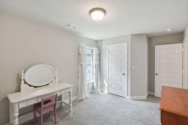 view of carpeted home office