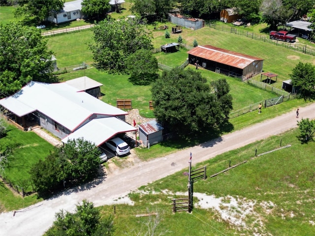 drone / aerial view featuring a rural view