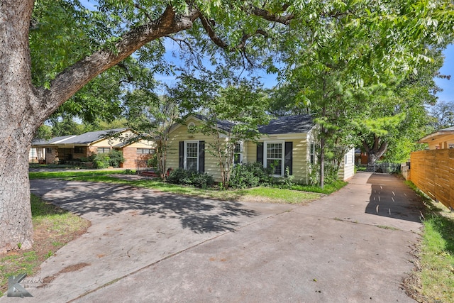 view of single story home