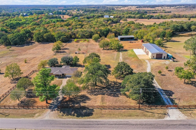 aerial view featuring a rural view