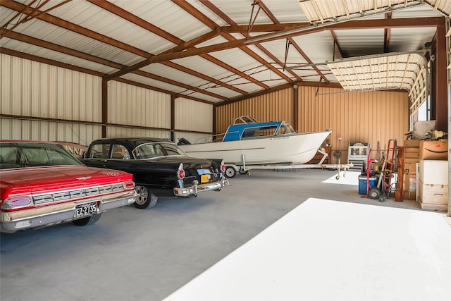 garage featuring metal wall