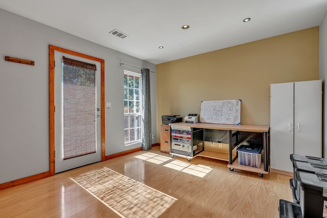 office area featuring light hardwood / wood-style flooring