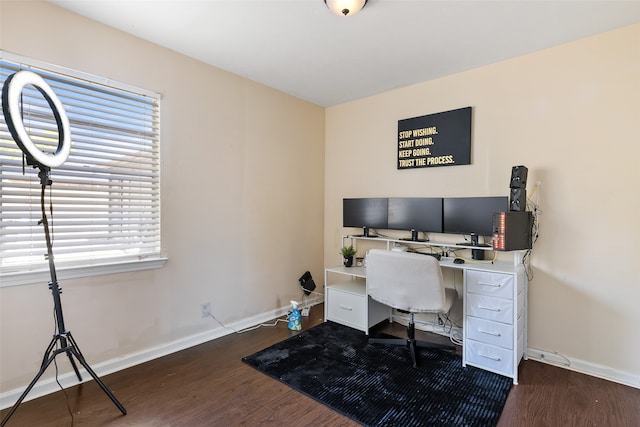 office featuring dark hardwood / wood-style floors