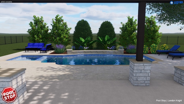 view of pool featuring a patio and pool water feature