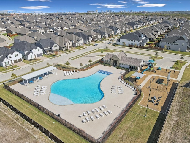 pool with a residential view