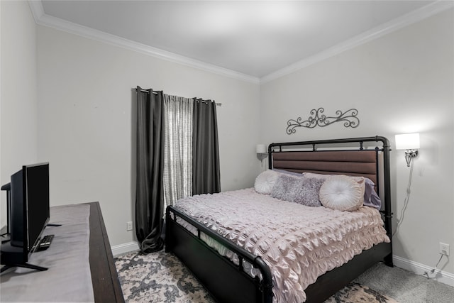 bedroom with ornamental molding