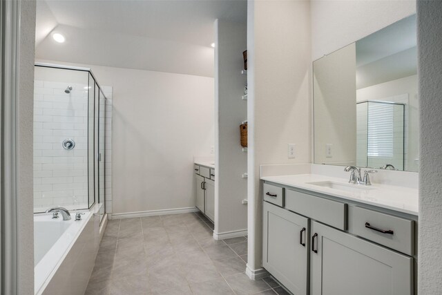 2608 Hale Rd, Celina, TX 75009 - full bath featuring vanity, a shower stall, a bath, and tile patterned floors