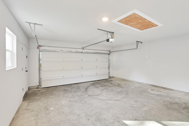 garage with a garage door opener